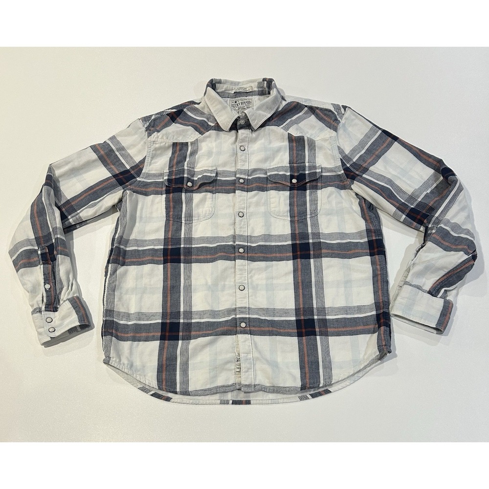 LUCKY BRAND MEN'S DOUBLE WEAVE SANTA FE WESTERN SHIRT / LARGE L